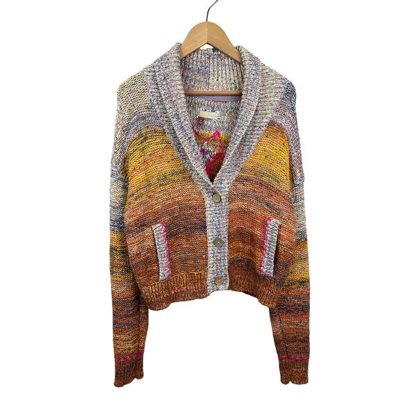 Anthropologie Pilcro Ombré Flower Sunset Cardigan Sweater Size Medium - Picture 4 of 13